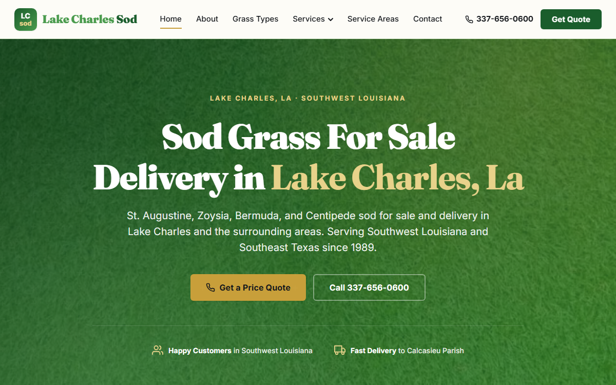 Lake Charles Sod homepage