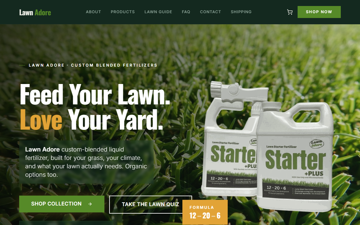 Lawn Adore homepage