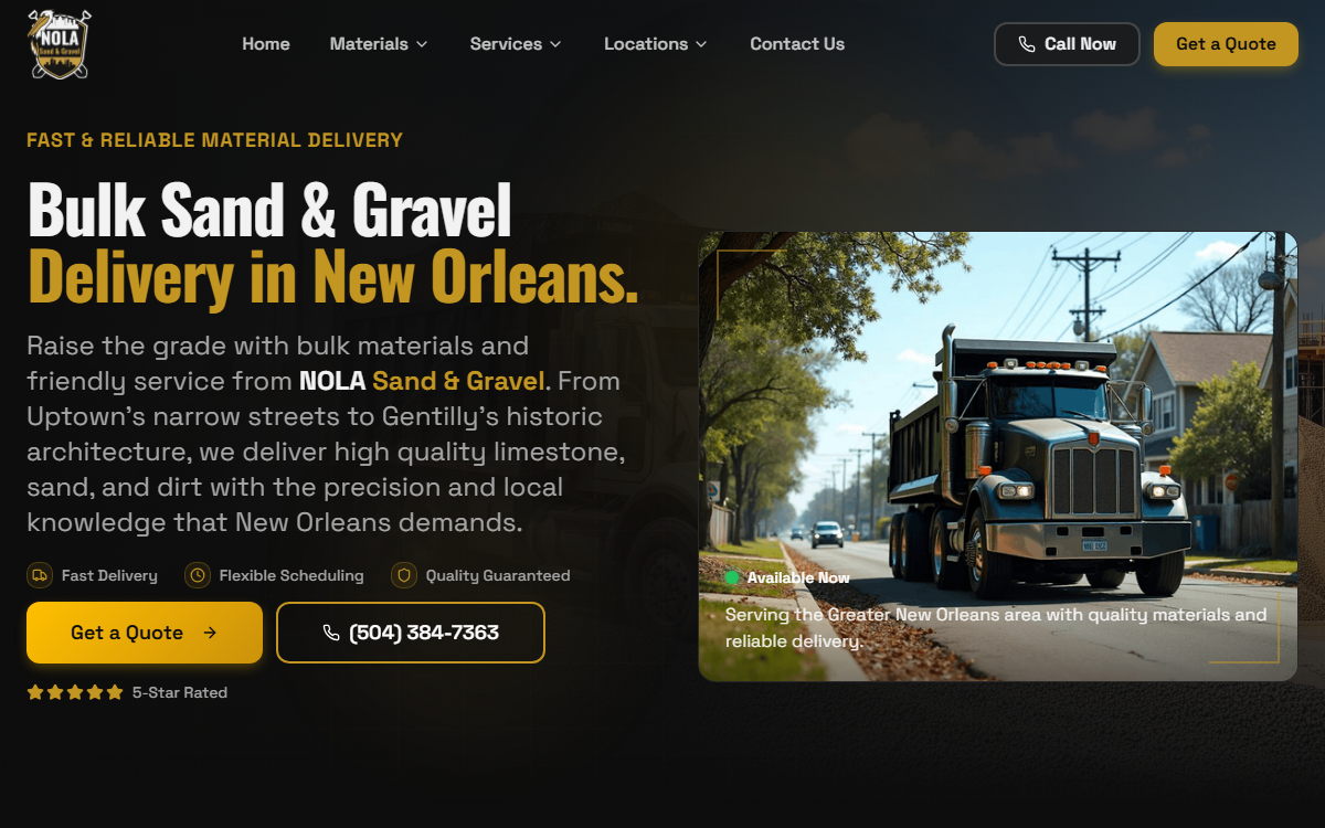 NOLA Sand & Gravel homepage