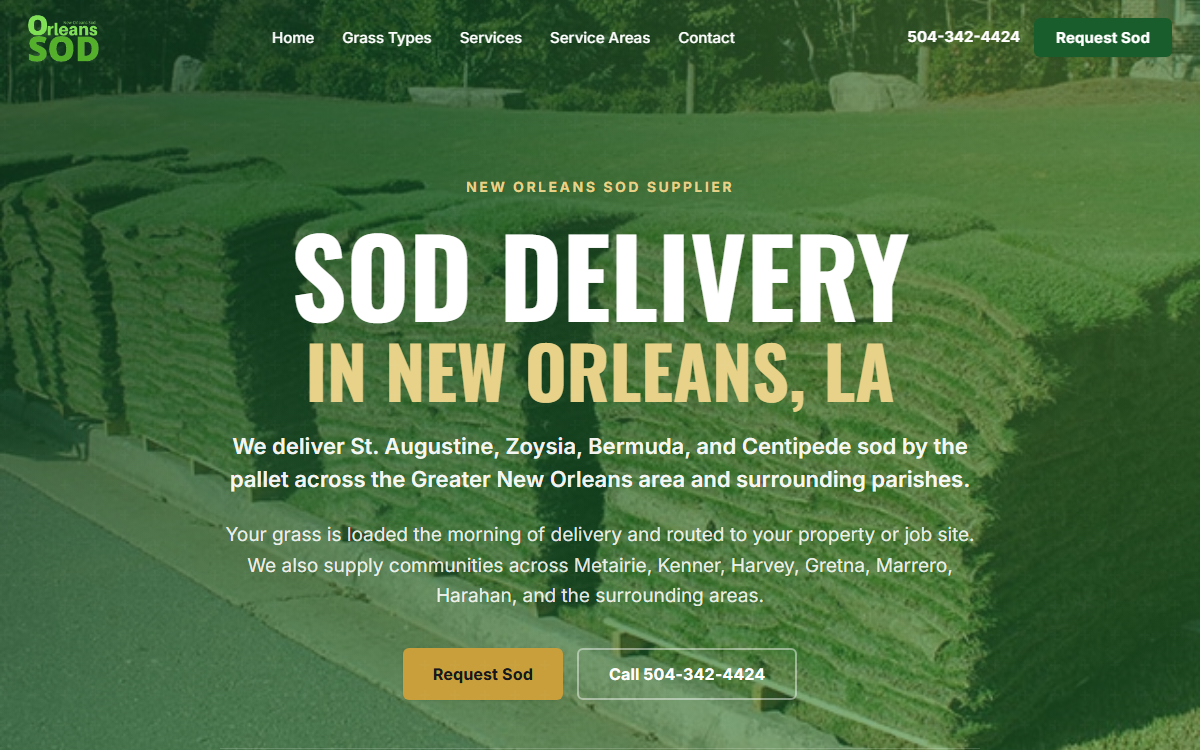 New Orleans Sod homepage